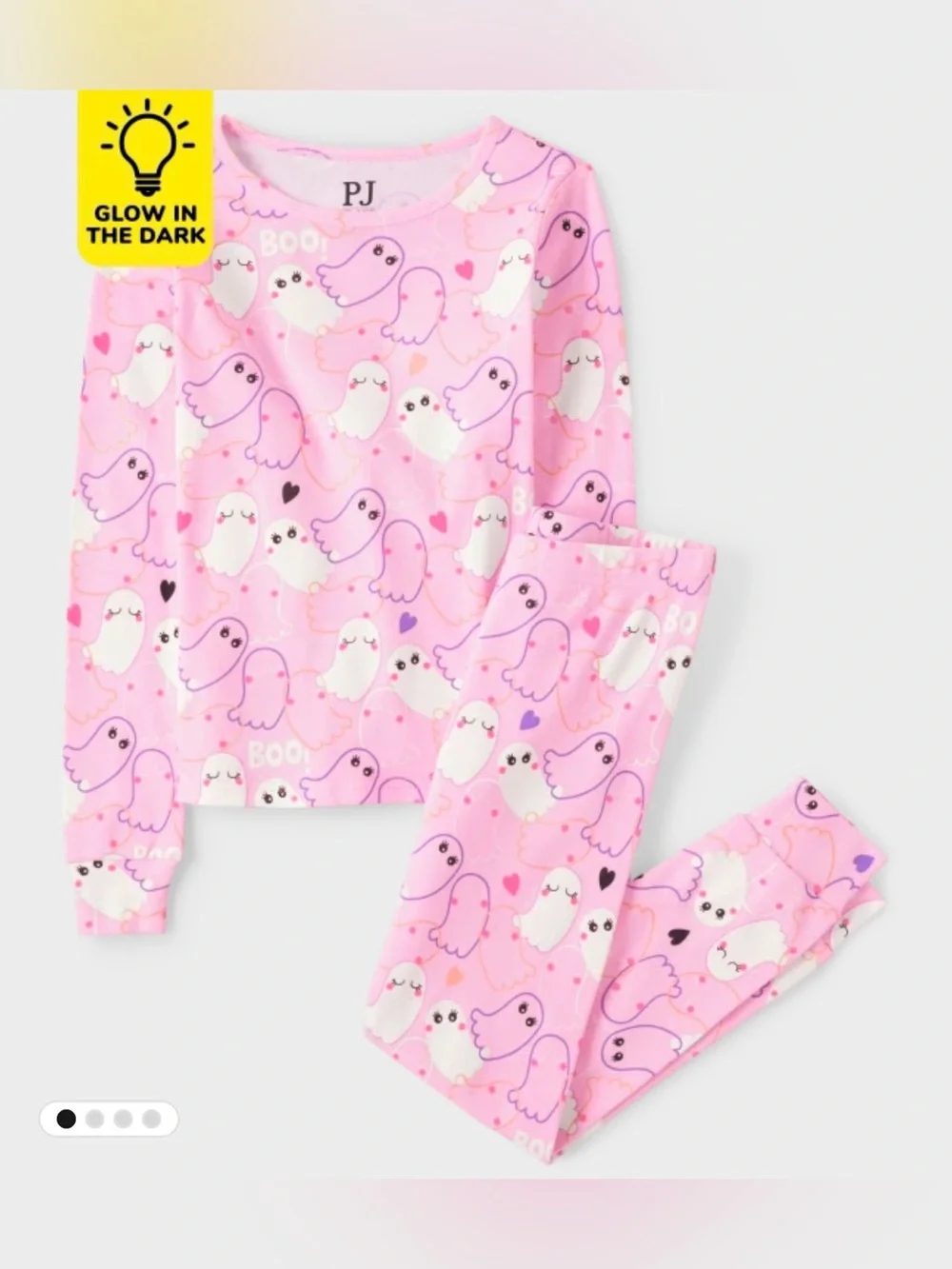 The Children’s Place Glow in the Dark Pink Ghost Print Pajama Set 👻🌟
